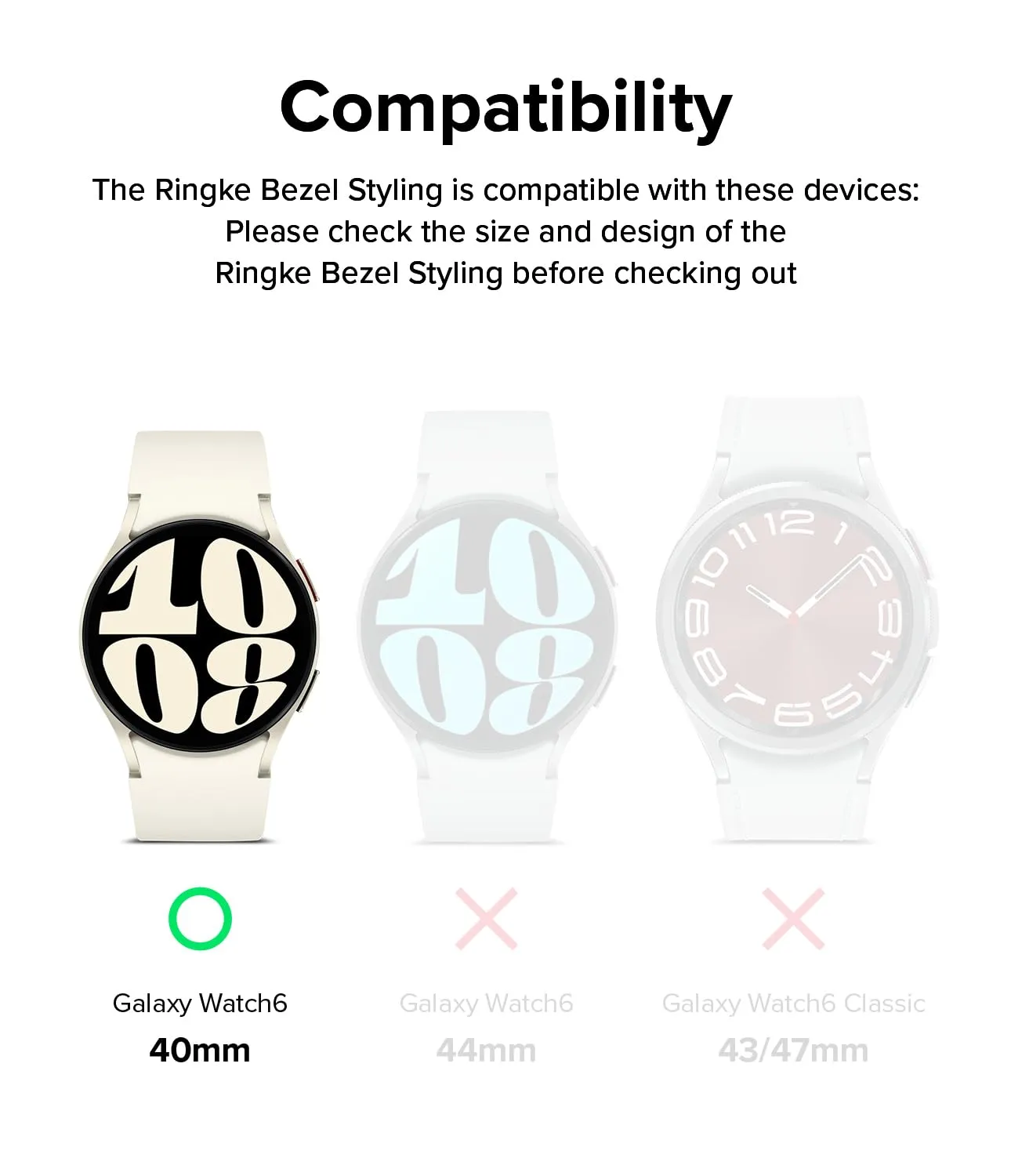 Ringke Bezel Styling Compatible with Samsung Galaxy Watch 6 Case (40mm) - 40-01 (ST) - Silver