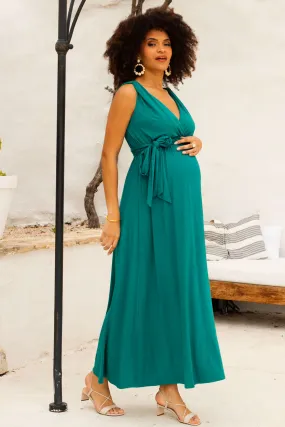 Romaine  Maternity Nursing Maxi Dress en émeraude