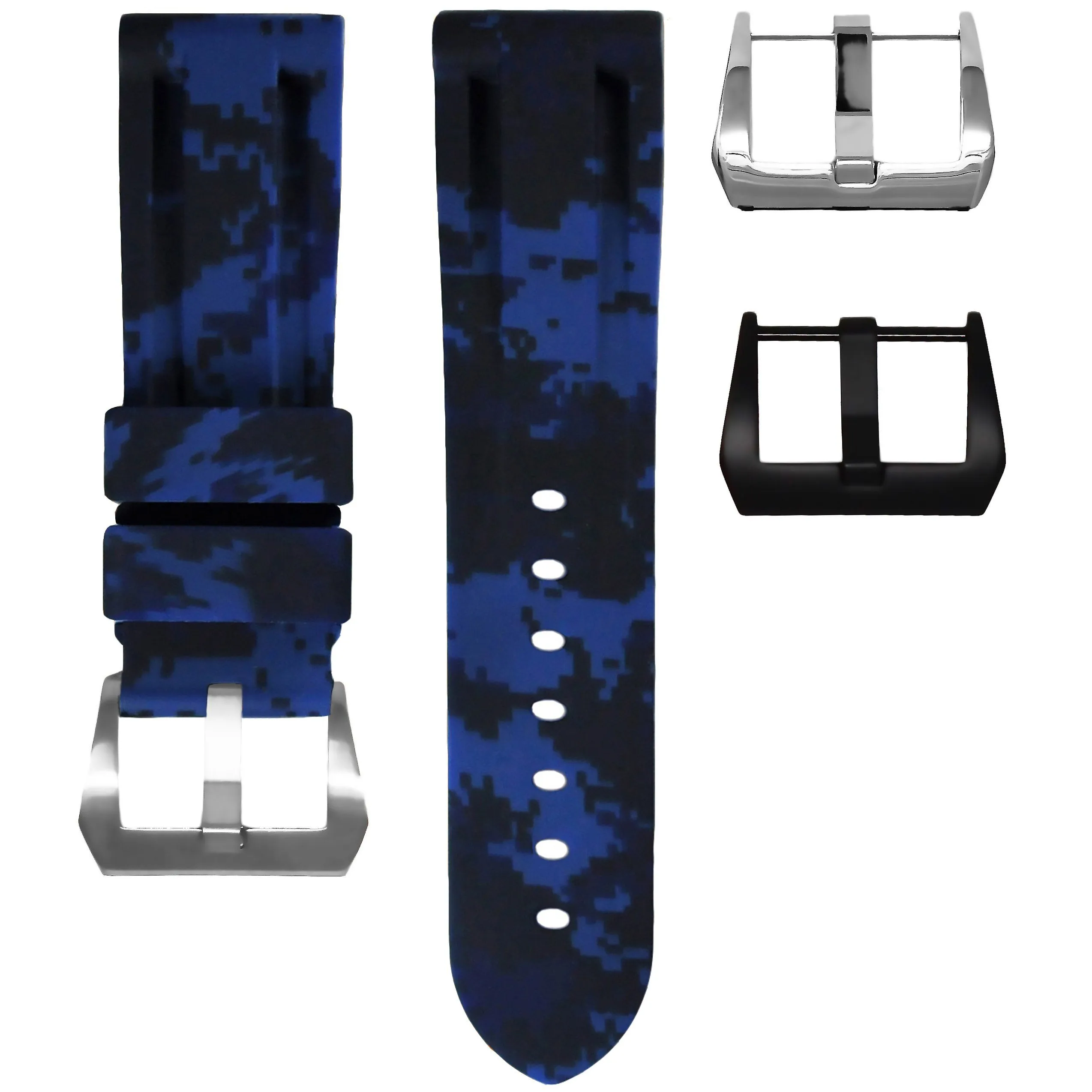 RUBBER STRAP FOR BREITLING CHRONOLINER - BLUE DIGI CAMO