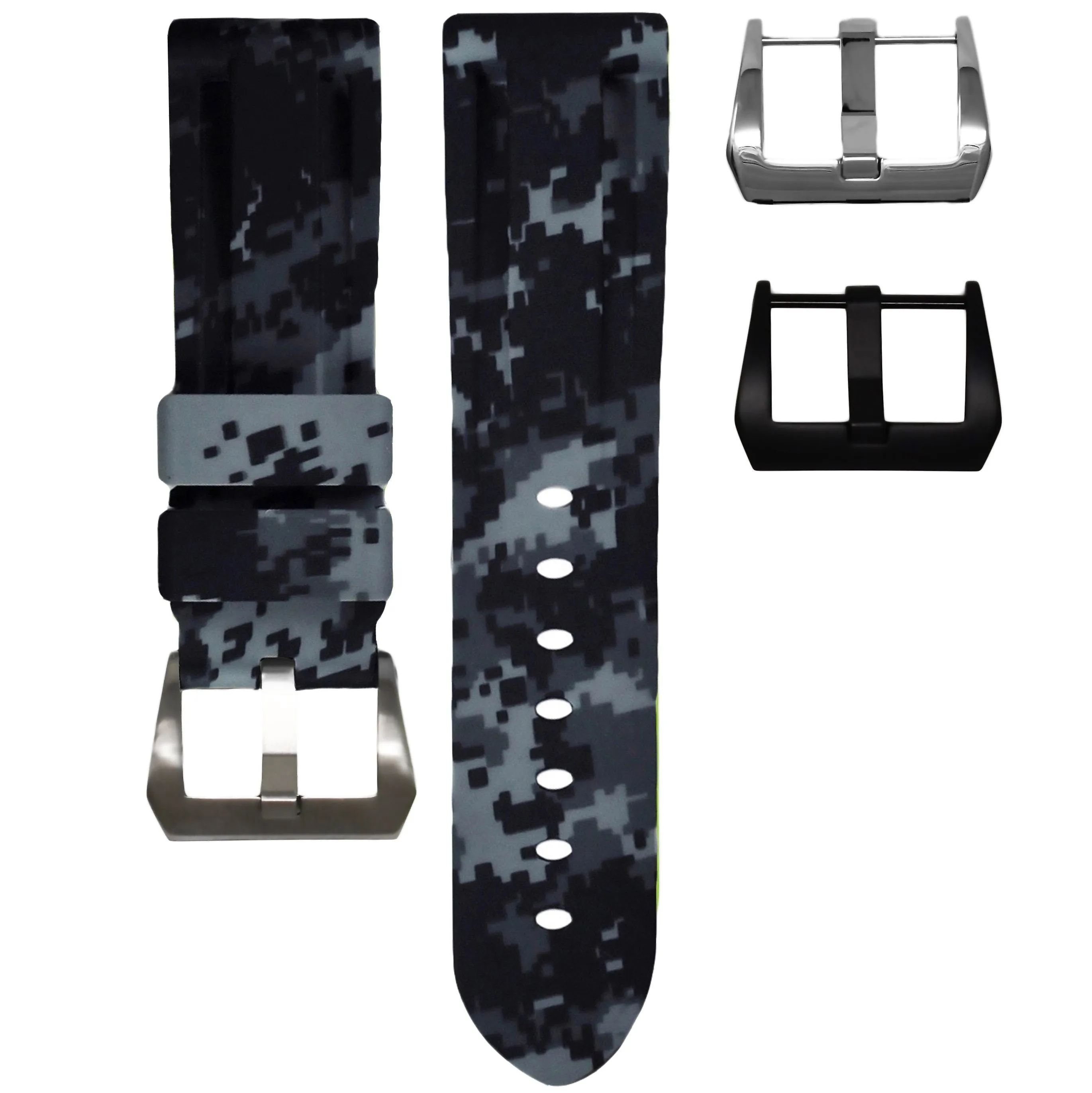 RUBBER STRAP FOR BREITLING NAVITIMER - GRAPHITE DIGI CAMO