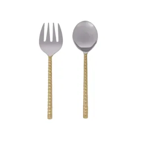 Salad Servers Set 2 Twisted Gold Handle