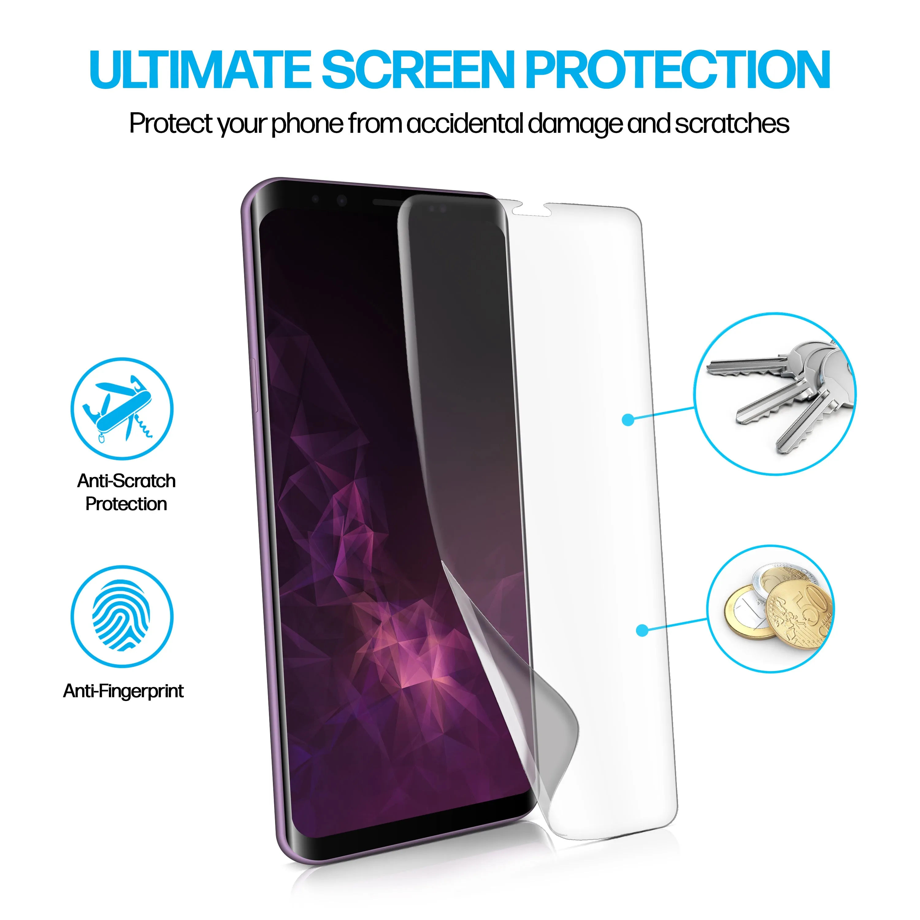 Samsung Galaxy S9 Plus TPU Anti-Scratch Screen Protector Film [2-Pack]