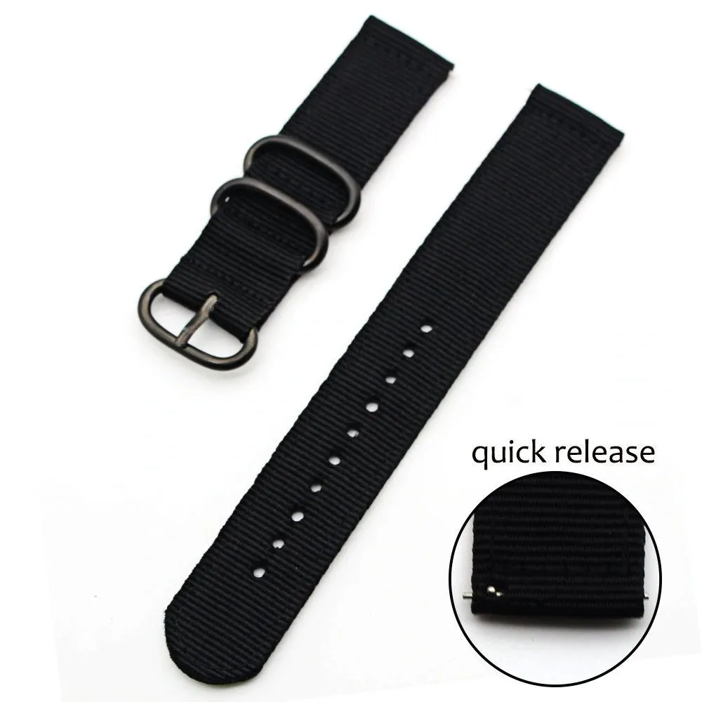 Samsung Galaxy Watch 4 40mm 44mm/Classic/Active 2 40mm 44mm/Galaxy Watch 3 41mm | Woven Nylon Strap Watch Band  | Black