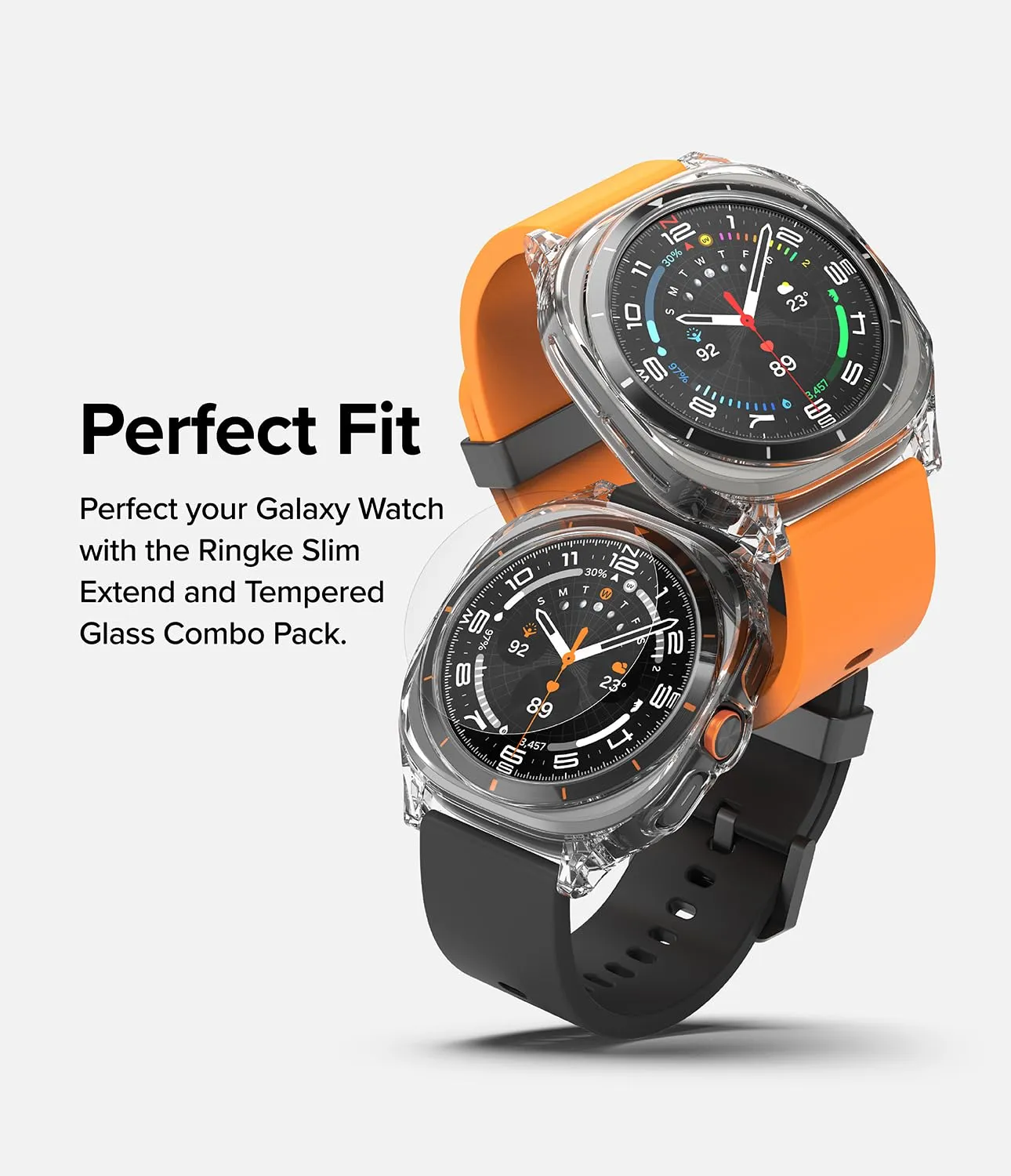 Samsung Galaxy Watch Ultra 47mm Slim Extend Case With  Screen Protector Tempered Glass - Clear