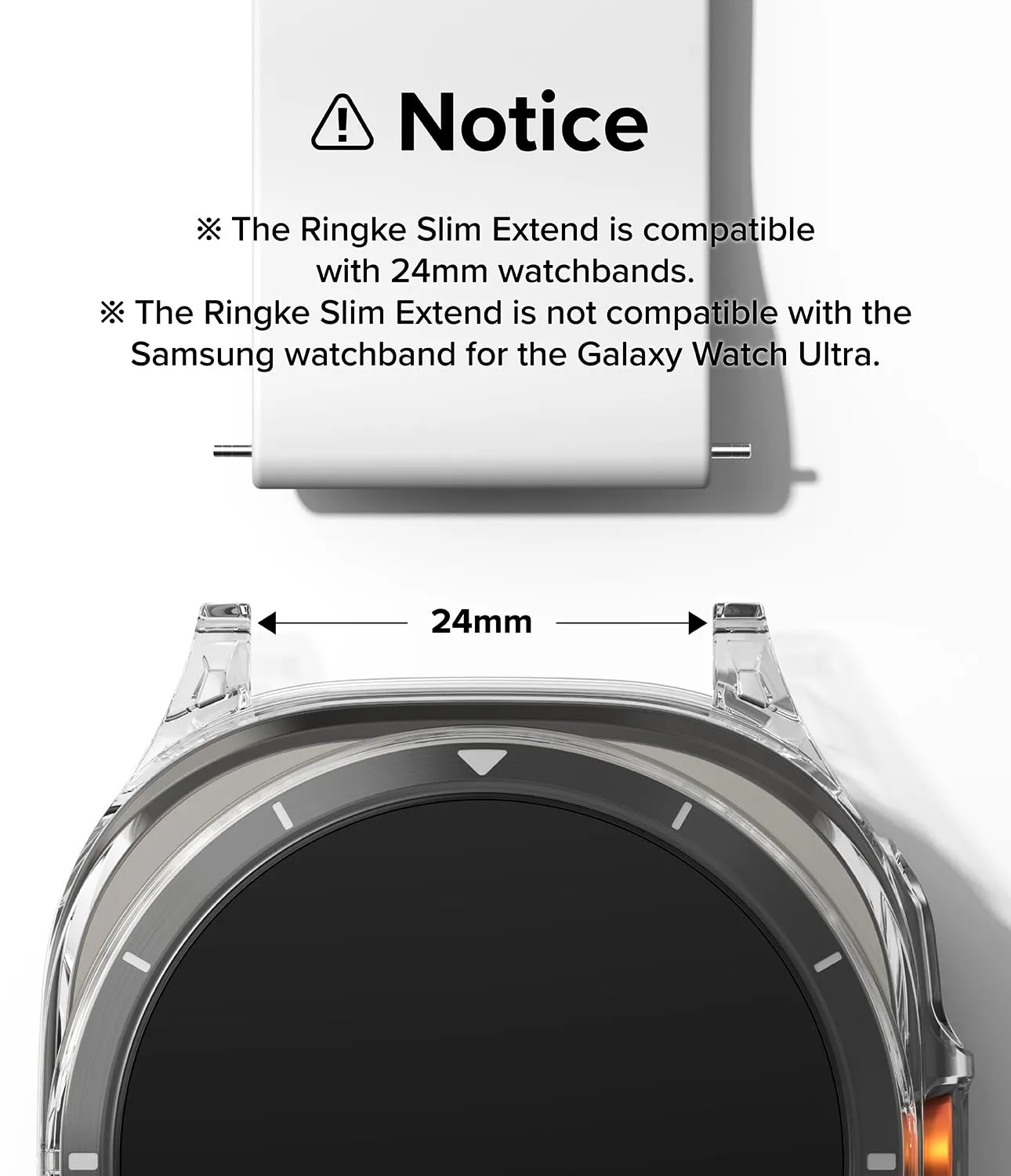 Samsung Galaxy Watch Ultra 47mm Slim Extend Case With  Screen Protector Tempered Glass - Clear