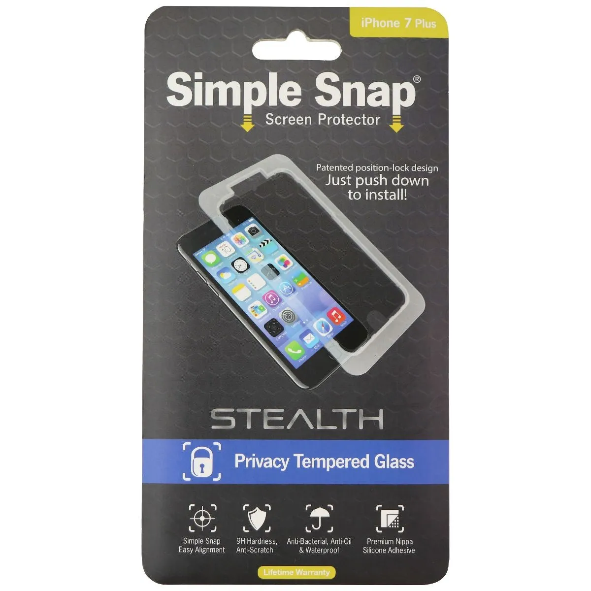 Simple Snap Stealth Screen Protector for Apple iPhone 7 Plus - Black