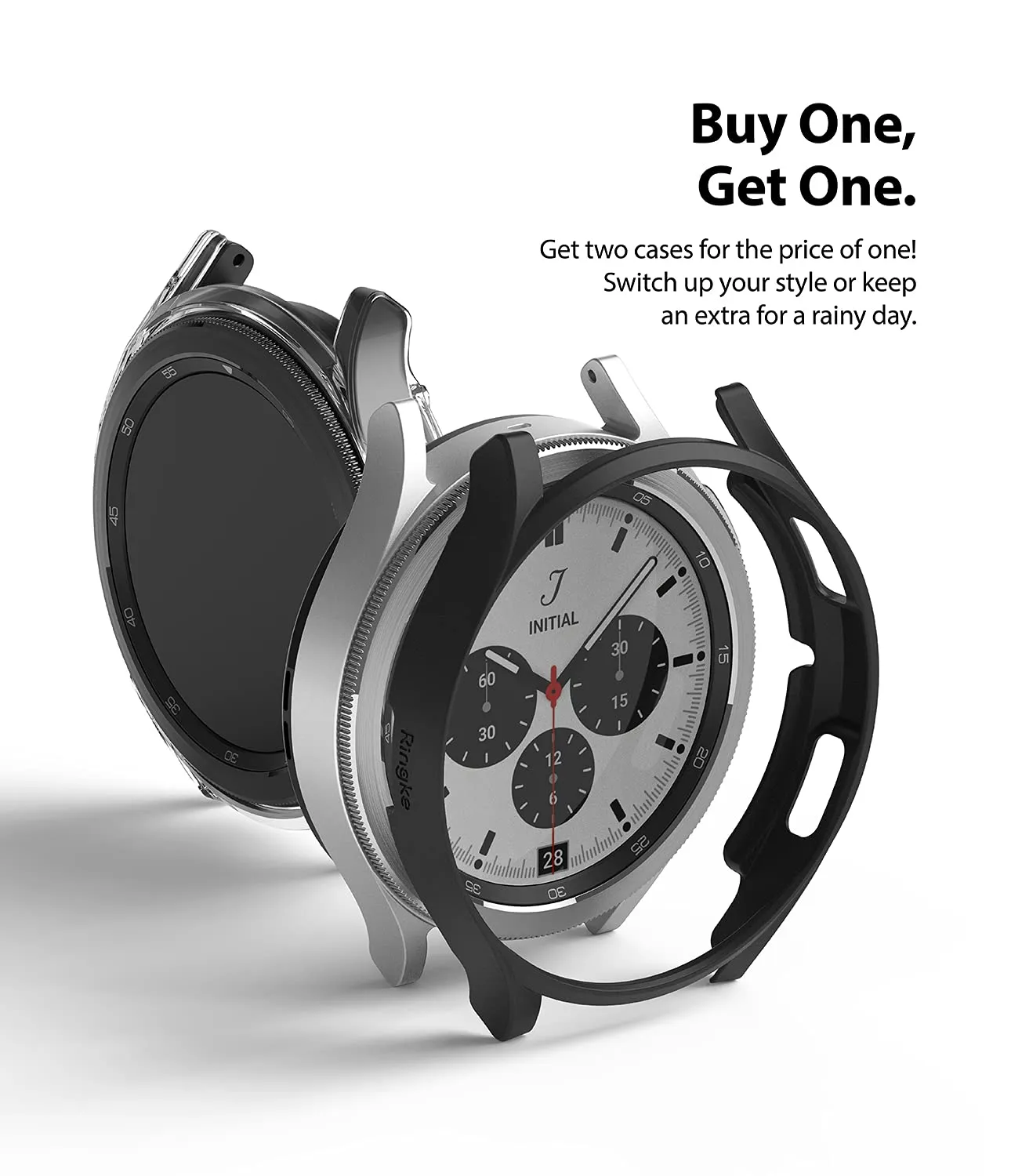 Slim Case Compatible with Galaxy Watch 4 Classic 42mm - Clear & Black (2 Pack)