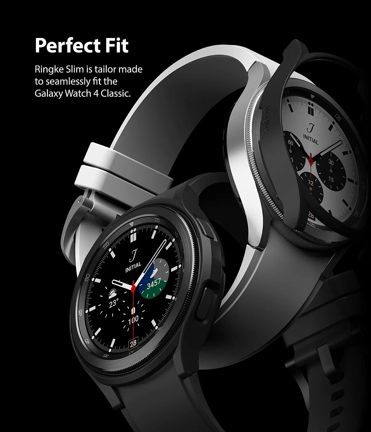 Slim Case Compatible with Galaxy Watch 4 Classic 42mm - Clear & Black (2 Pack)