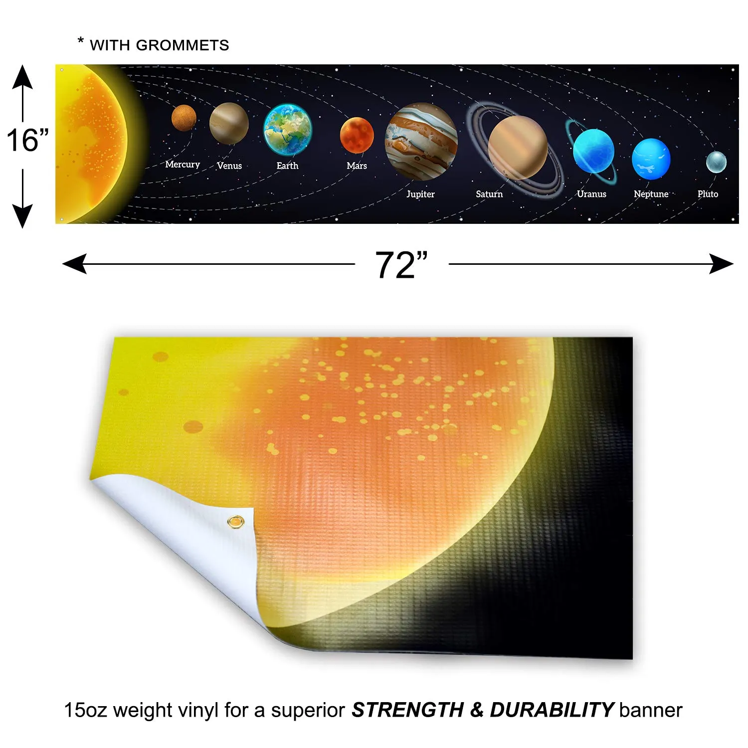 Solar System Poster Science Banner 14 ft x 3 ft - Classroom Decorations Vinyl Sign