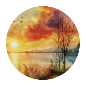 Sunset by the lake with watercolour effect Mouse Pad