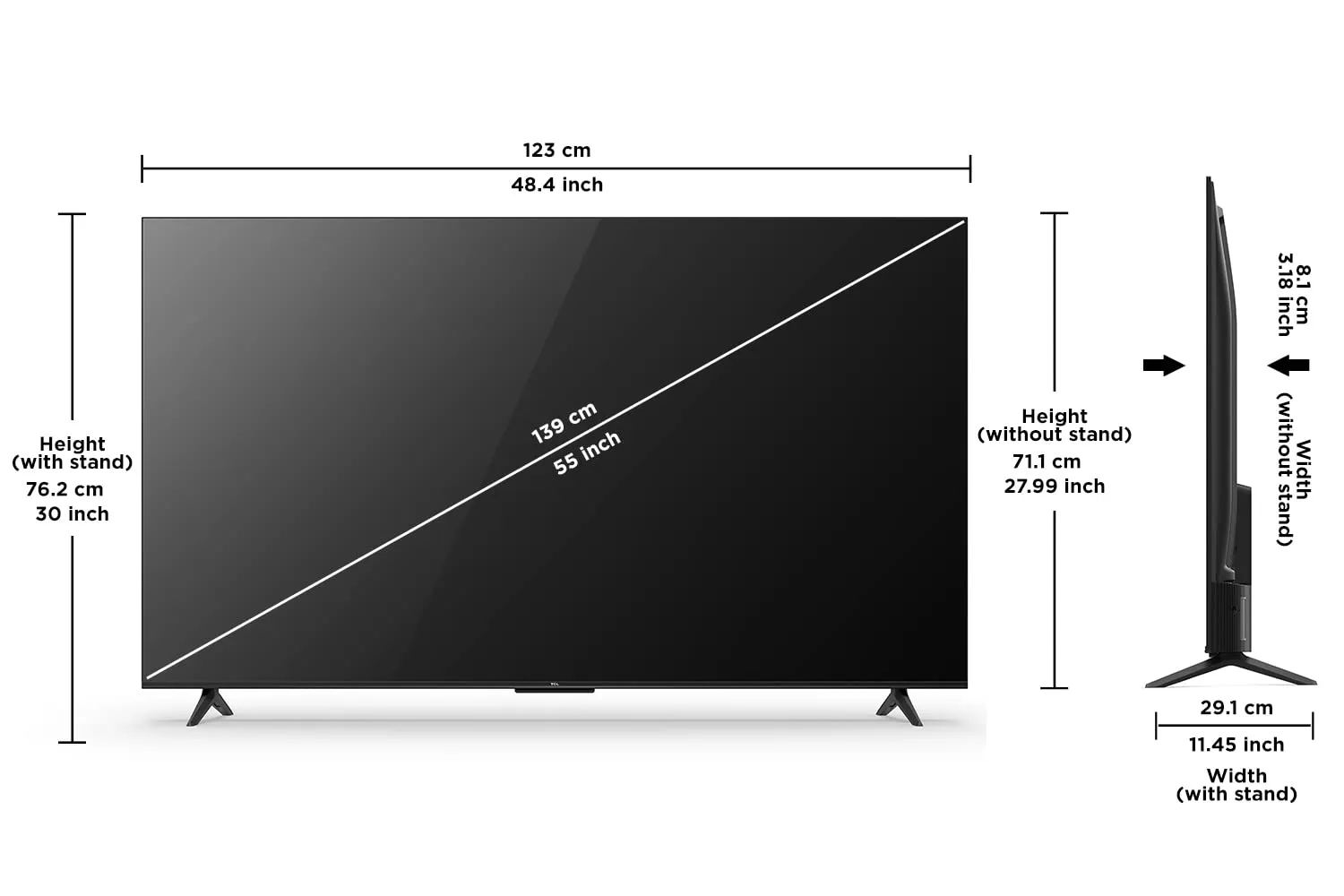 TCL 139 cm (55 inches) Bezel-Less Full Screen Series Ultra HD 4K Smart LED Google TV 55P635 Pro (Black)