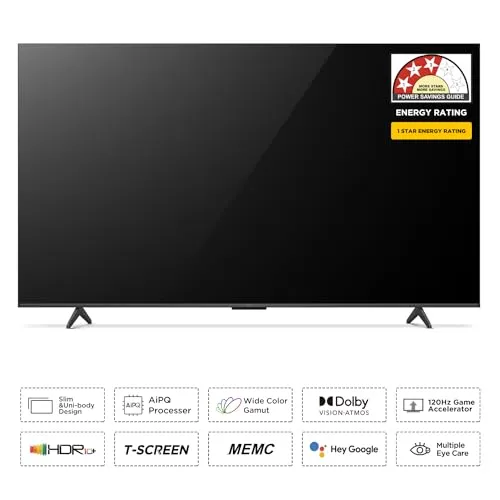 TCL 165 cm (65 inches) 4K Ultra HD Smart QLED Google TV 65P71B Pro (Black)