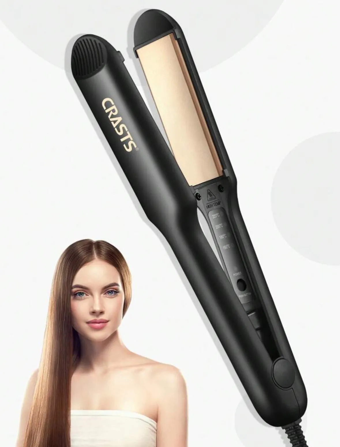 Temperature-Adjustable Titanium Alloy Hair Straightener/Curler