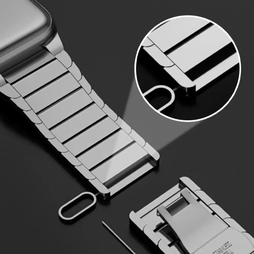 Ultra-Thin Solid Stainless-Steel Band Compatible with Apple Watch 41MM 40MM 38MM-Black