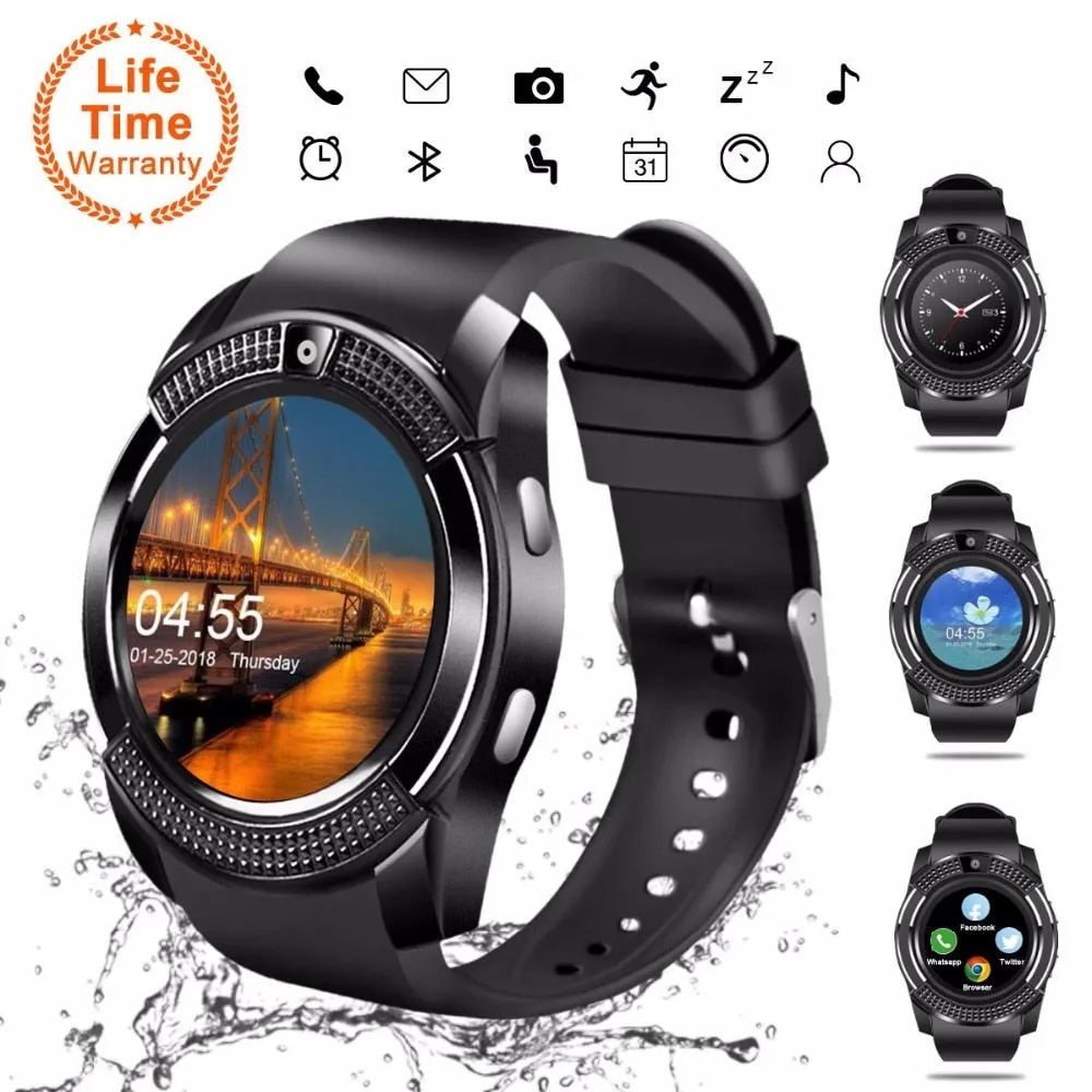 V8 SmartWatch Bluetooth Smartwatch Touch Screen Wrist Watch with Camera/SIM Card Slot, Waterproof Smart Watch DZ09 X6 VS M2 A1