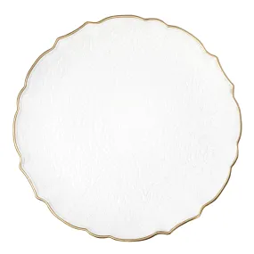 Victorian Embossed Acrylic Charger Plate - White Gold-Trimmed