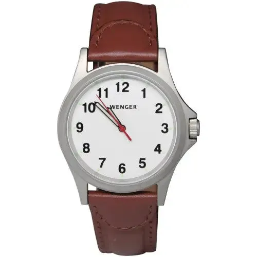 Wenger Men's White Dial Brown Leather Strap Watch 79115BRWHT