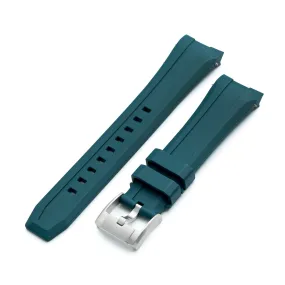 Wheels FKM Watch Band for Orient Kamasu, 22mm Green Rubber Quick Release Curved End