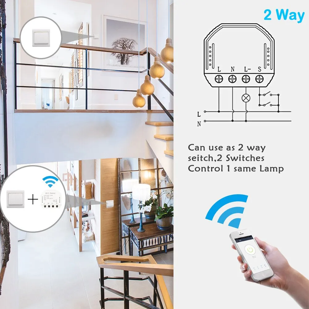 Wifi Smart Light Switch Automation Module Smart home Life/Tuya APP Remote Control,Works with Alexa Google Home 1/2 Way