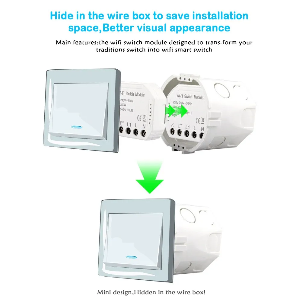 Wifi Smart Light Switch Automation Module Smart home Life/Tuya APP Remote Control,Works with Alexa Google Home 1/2 Way