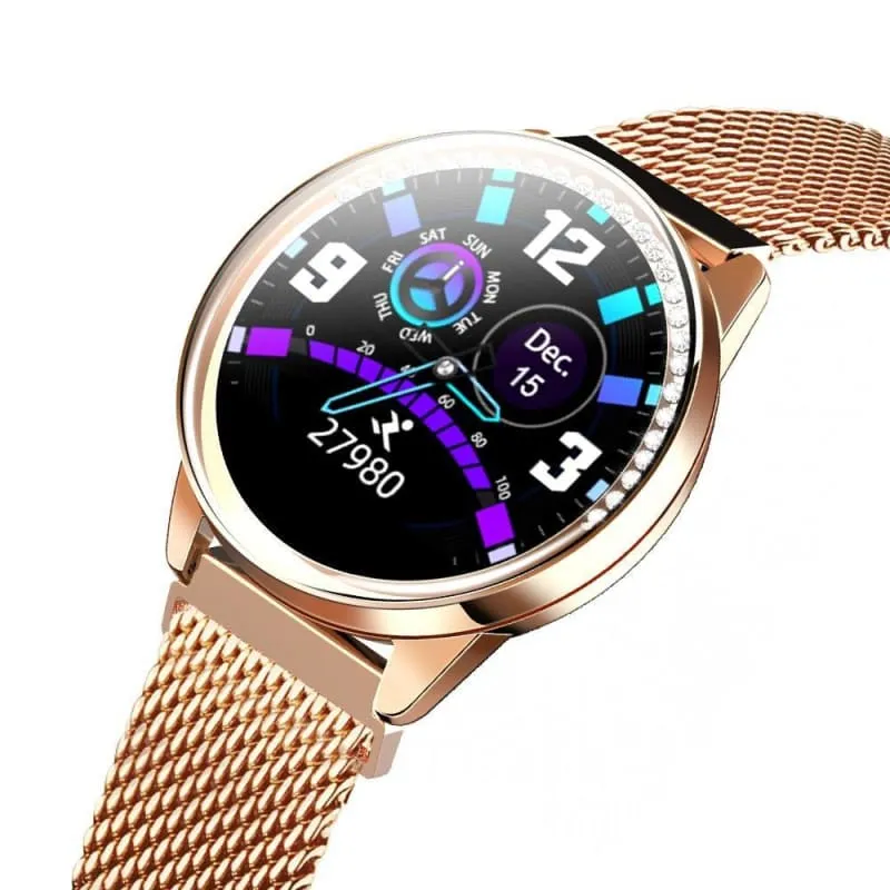 Women's Round Steel Smart Watch