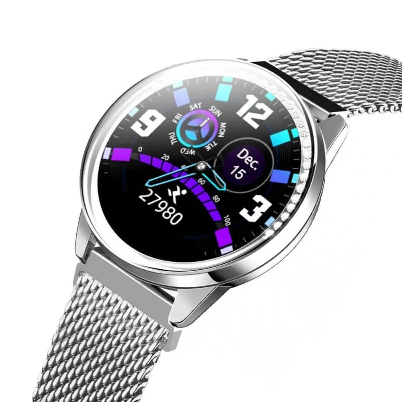 Women's Round Steel Smart Watch