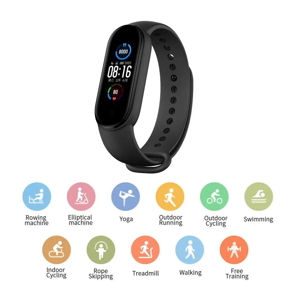 Xiaomi-relógio smartwatch mi band 5, esportivo, com monitor de frequência card