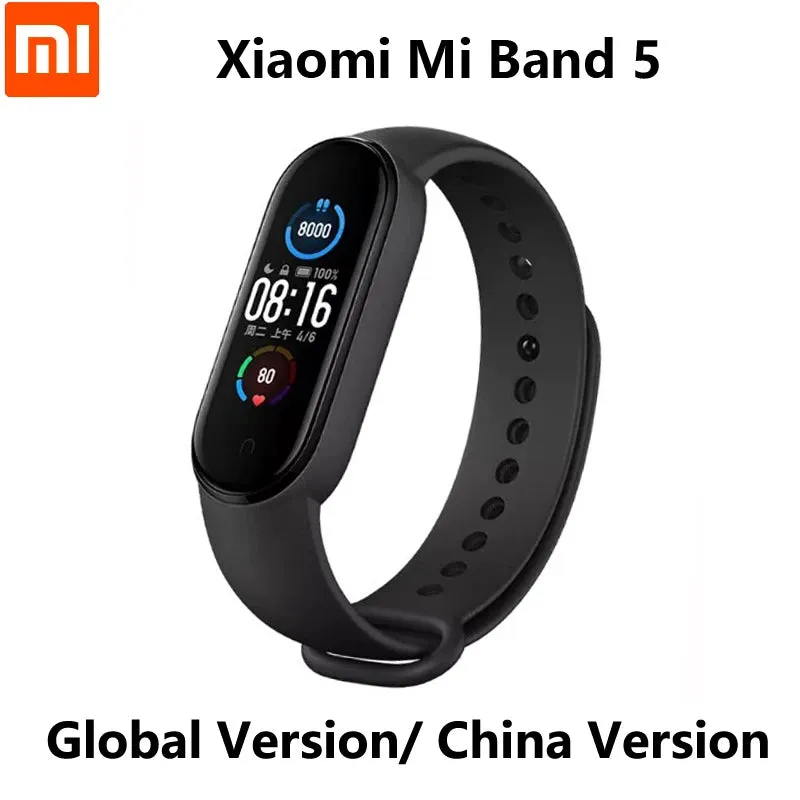 Xiaomi-relógio smartwatch mi band 5, esportivo, com monitor de frequência card