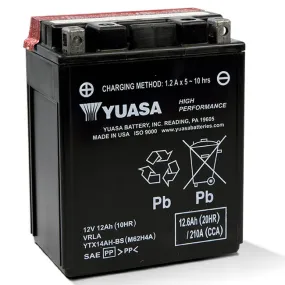 YTX14AHL-BS DG Battery with acid pack Made in USA Yuasa (EYTX14AHLBSPK)